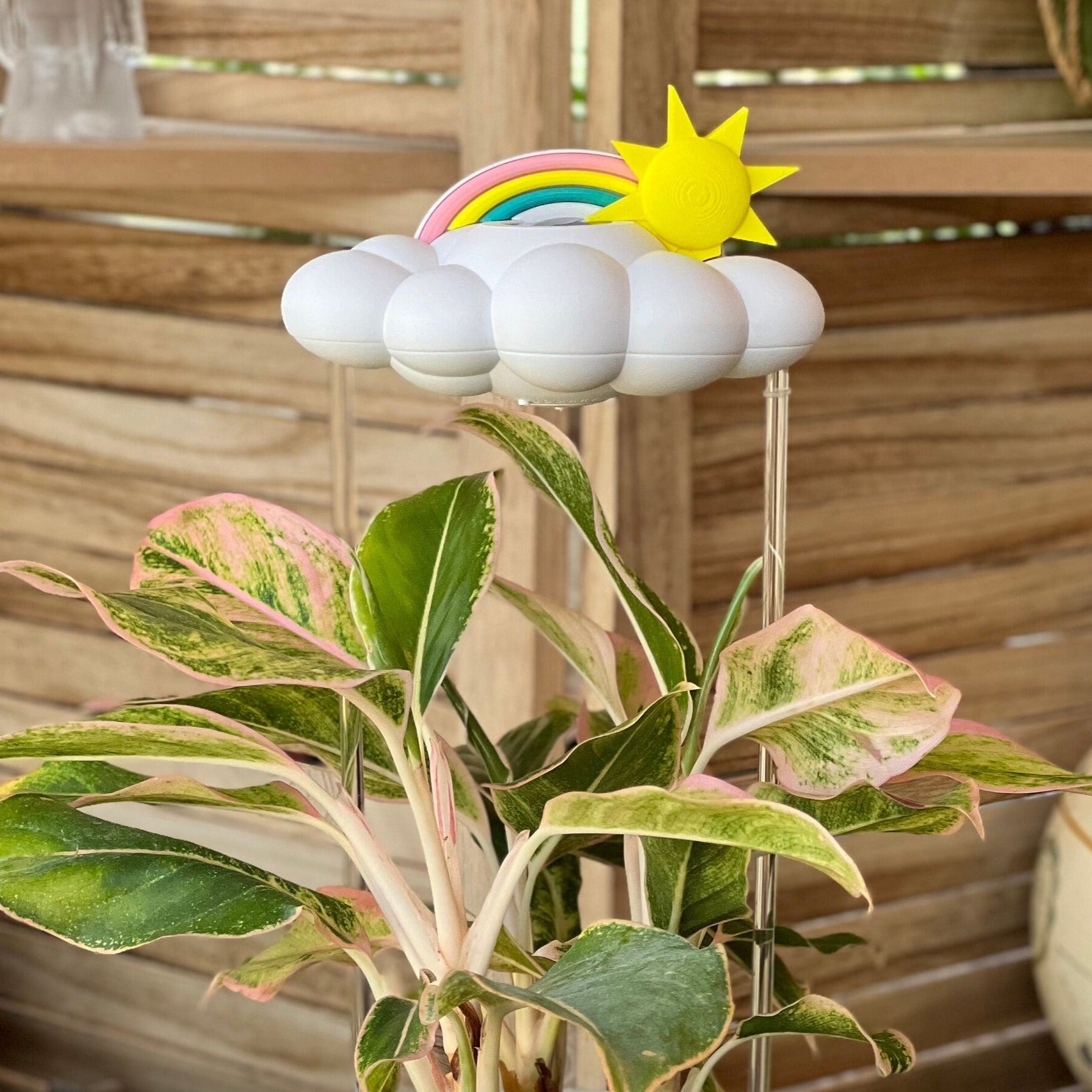 Original Dripping Rain Cloud with Sun and Pastel Rainbow Charms The Cloud Makers