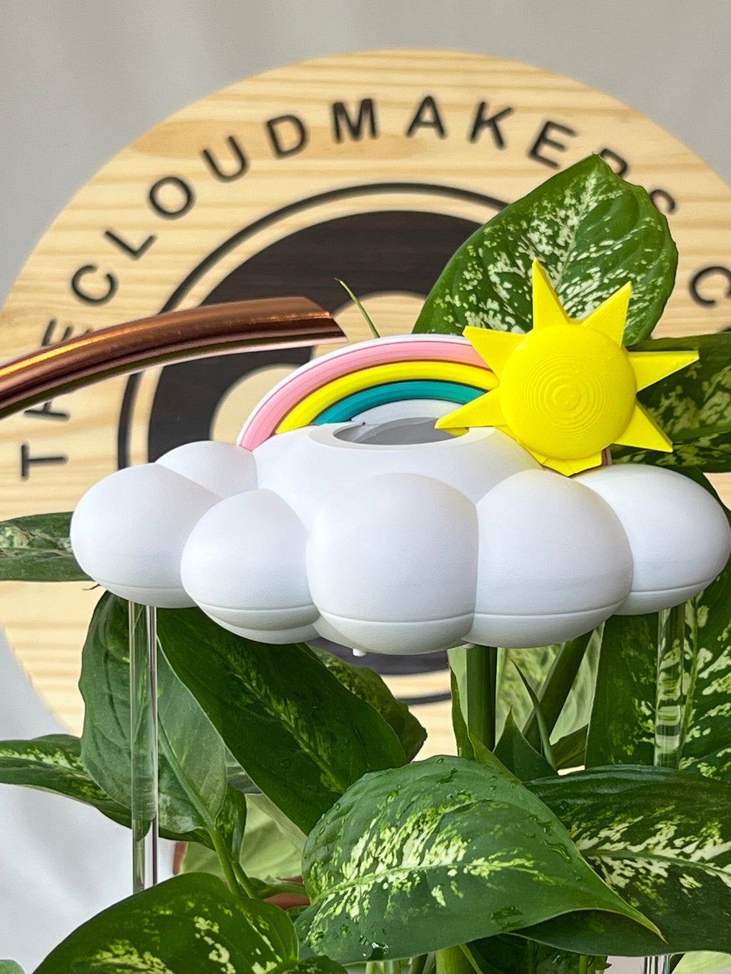Original Dripping Rain Cloud with Sun and Pastel Rainbow Charms The Cloud Makers