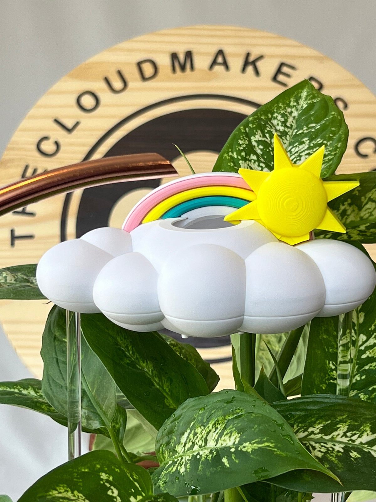 Original Dripping Rain Cloud with Sun and Pastel Rainbow Charms The Cloud Makers