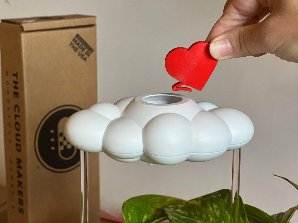 Original Dripping Rain Cloud with Red Heart and Rainbow Charms The Cloud Makers