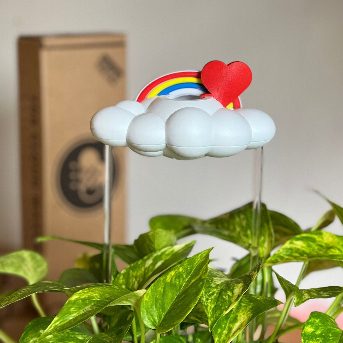 Original Dripping Rain Cloud with Red Heart and Rainbow Charms The Cloud Makers