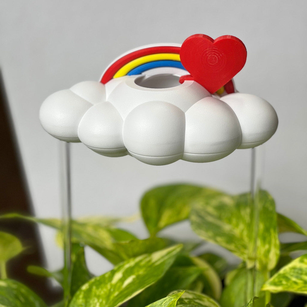 Original Dripping Rain Cloud with Red Heart and Rainbow Charms The Cloud Makers