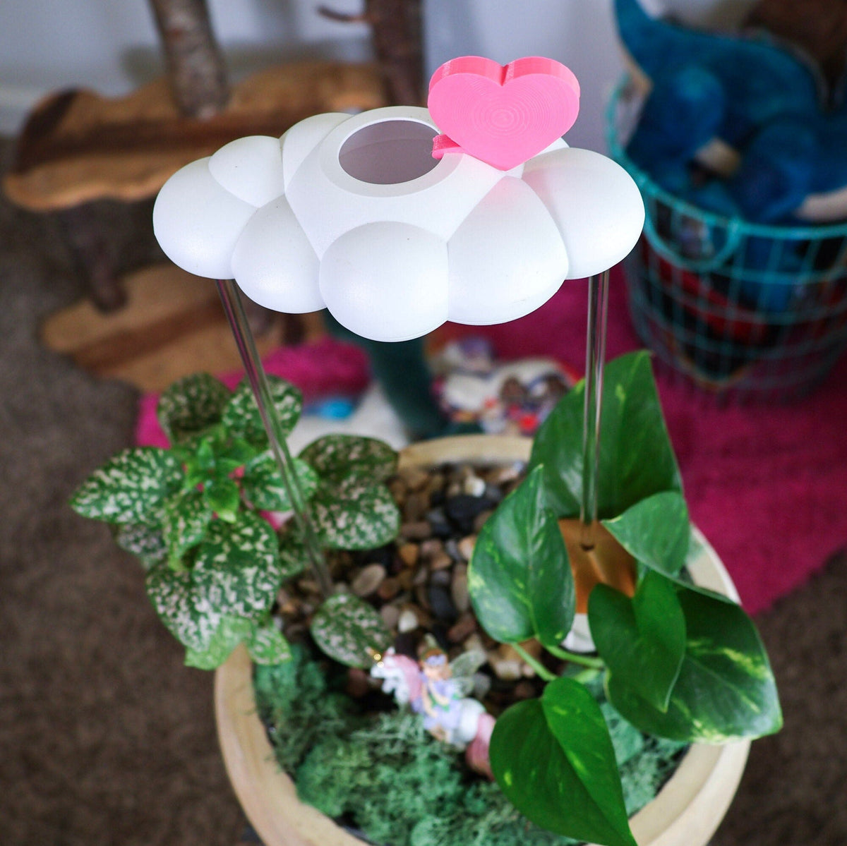 Original Dripping Rain Cloud with Pink Heart and Pastel Rainbow Charms The Cloud Makers
