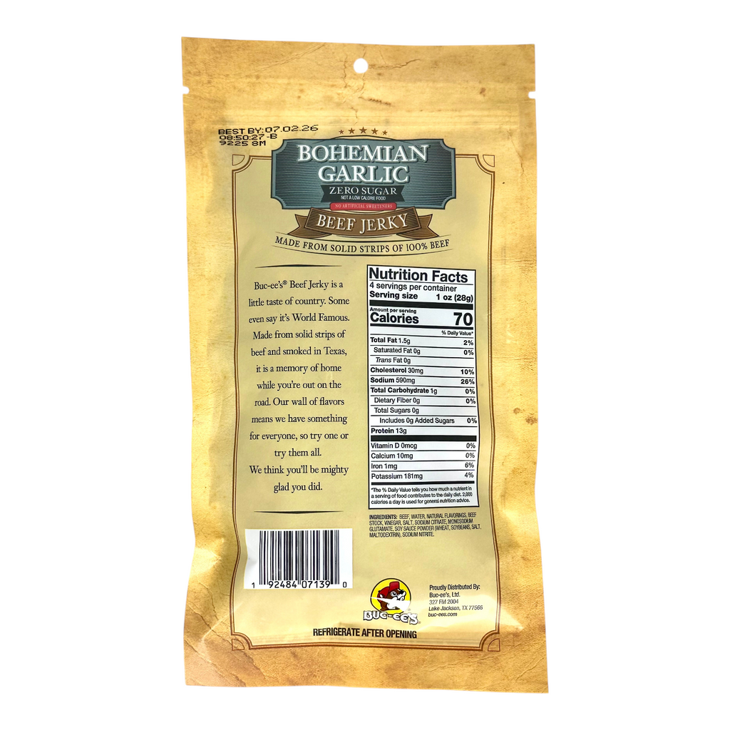 Bohemian Garlic Zero Sugar Beef Jerky TrueTexasMerch