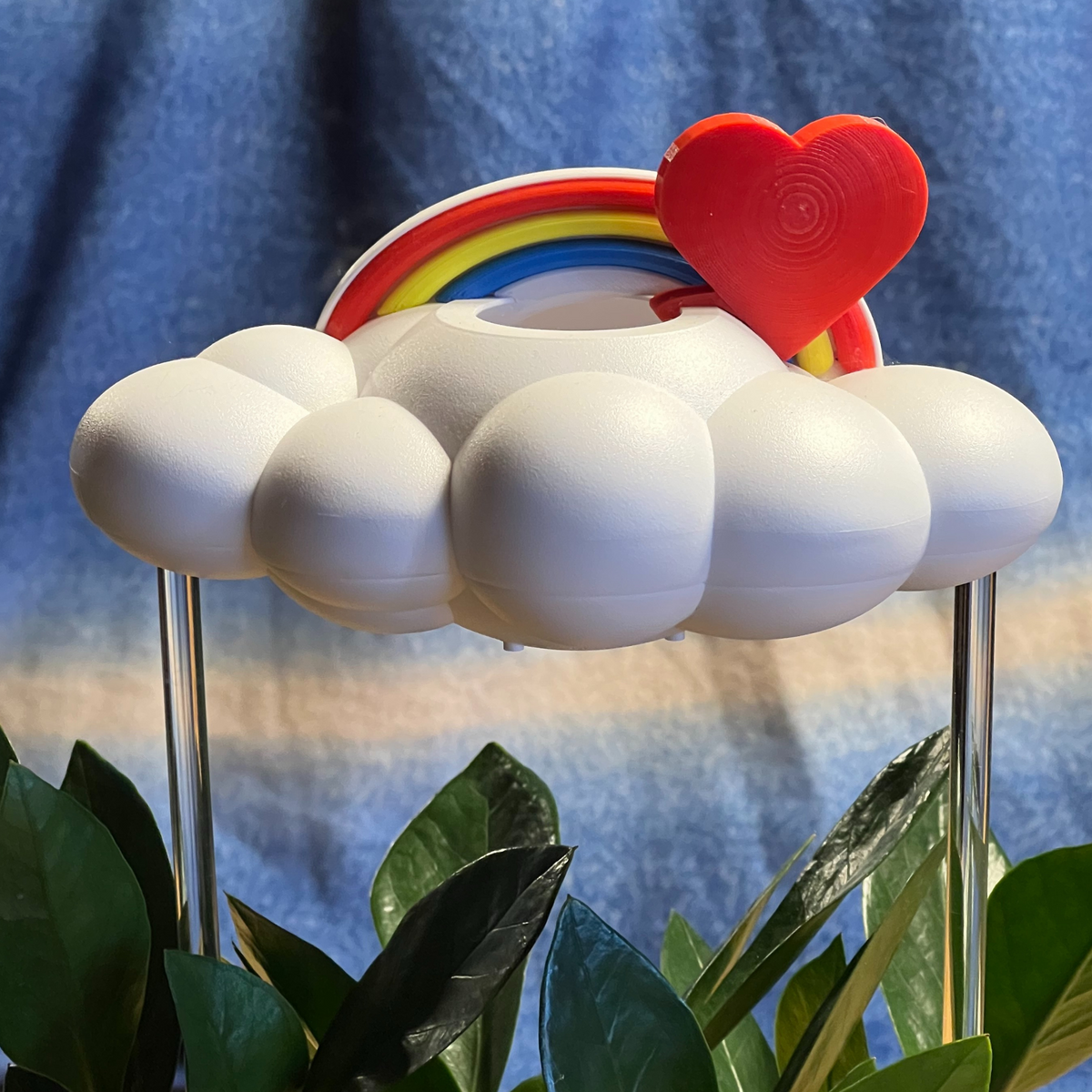 Original Dripping Rain Cloud with Red Heart and Rainbow Charms The Cloud Makers