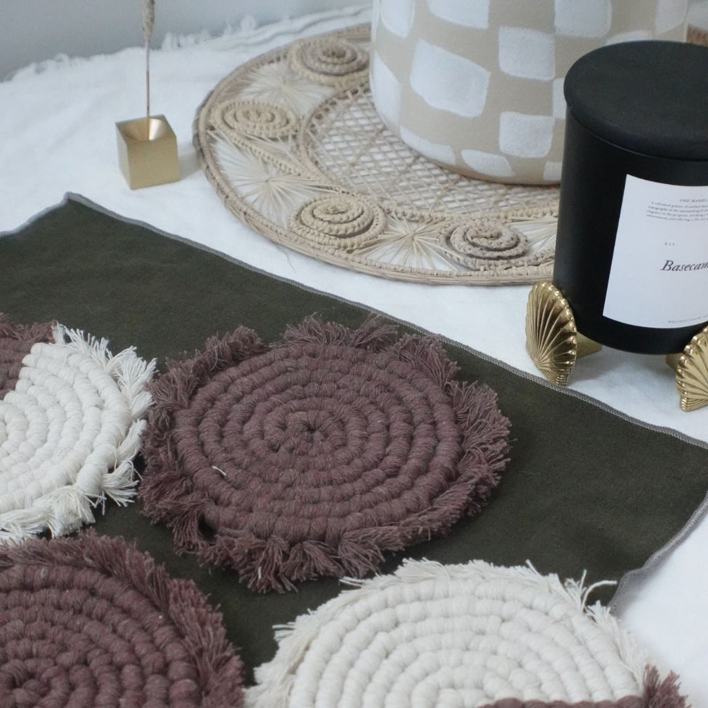 Handmade Macrame Coasters | Set of 4 Boho Drink Mats Tilley + Me