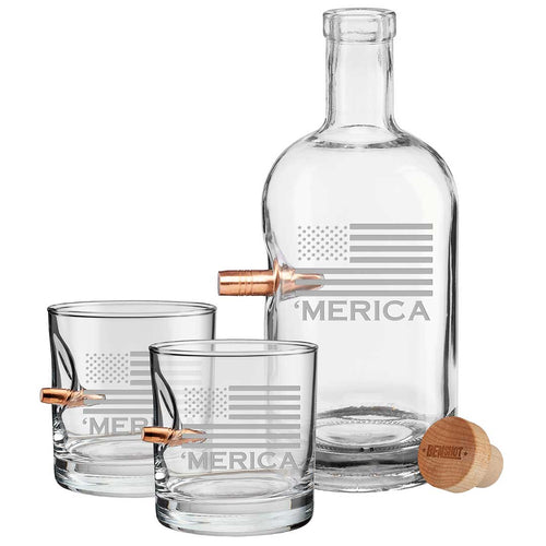 'Merica Decanter and Two Rocks Glasses BenShot