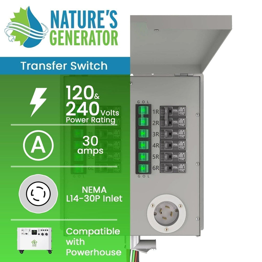 Nature's Generator 12-Circuit 120/240V 30A Non-Automatic Power Transfer Switch Nature's Generator