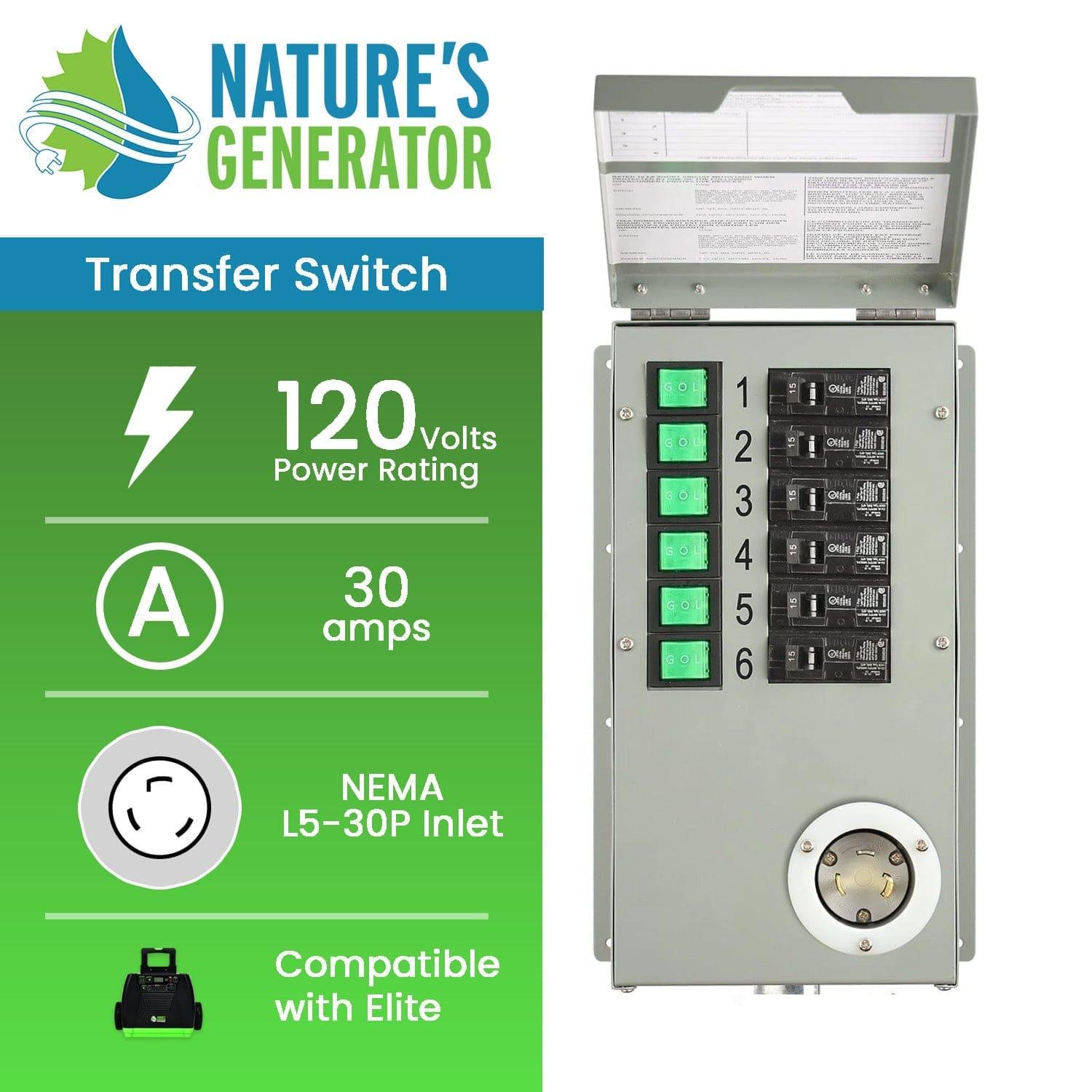 Nature's Generator 120V 30A 6-Circuit Manual Transfer Switch Nature's Generator