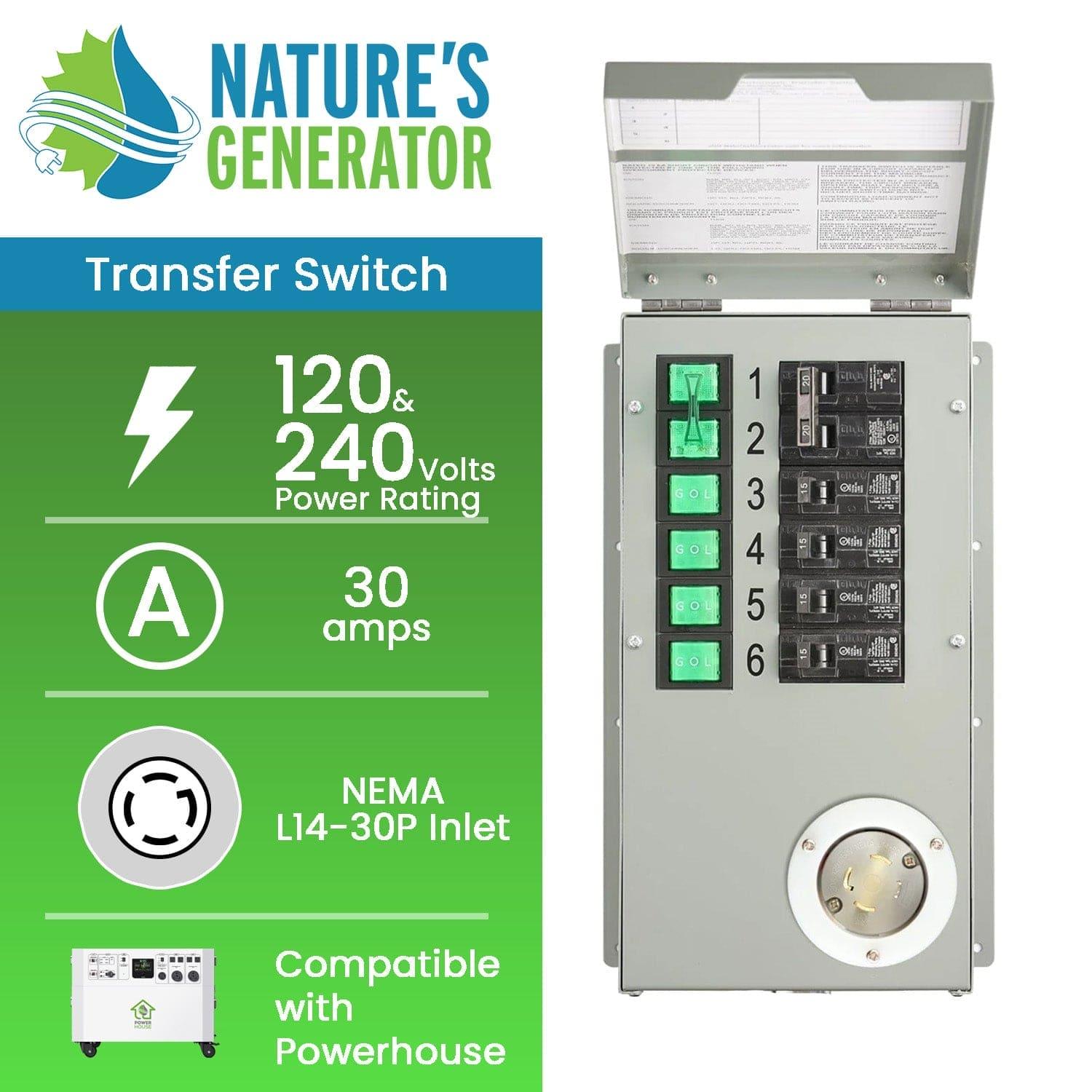Nature's Generator 120V/240V 30A 6-Circuit Manual Transfer Switch Nature's Generator