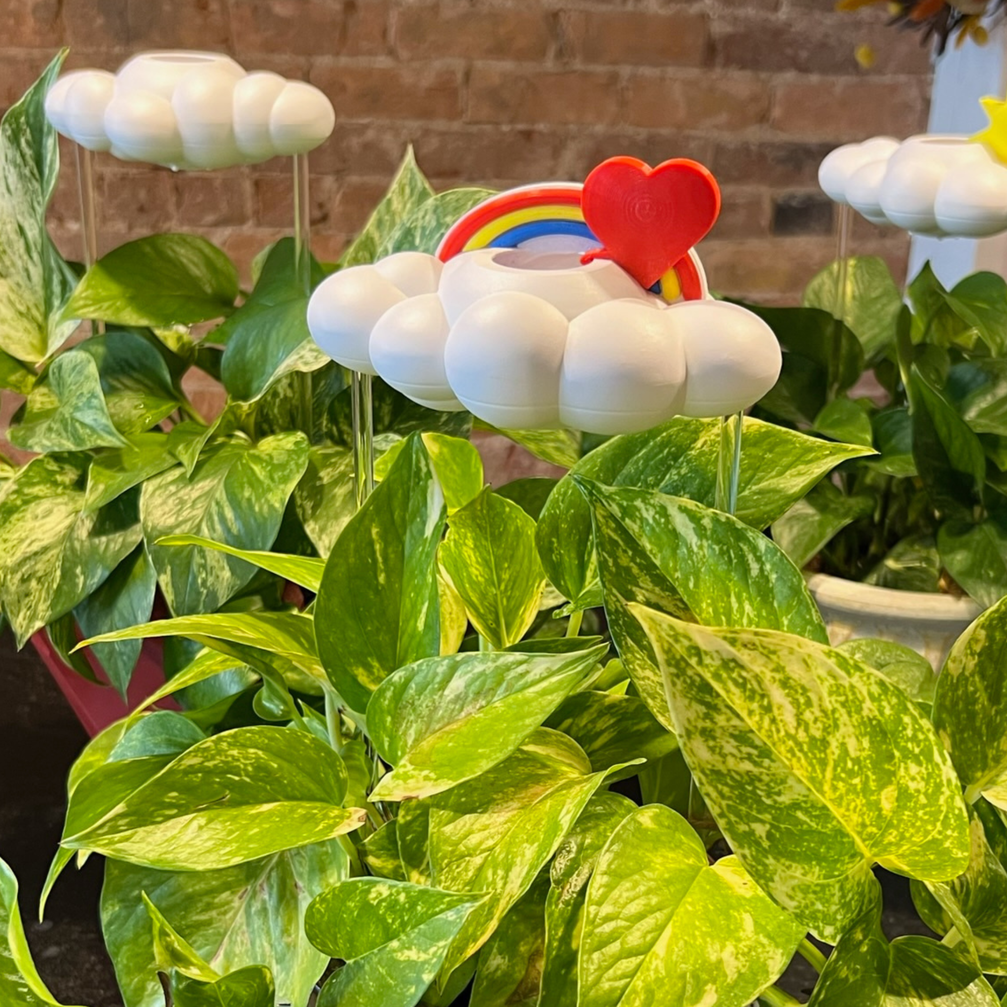 Original Dripping Rain Cloud with Red Heart and Rainbow Charms The Cloud Makers