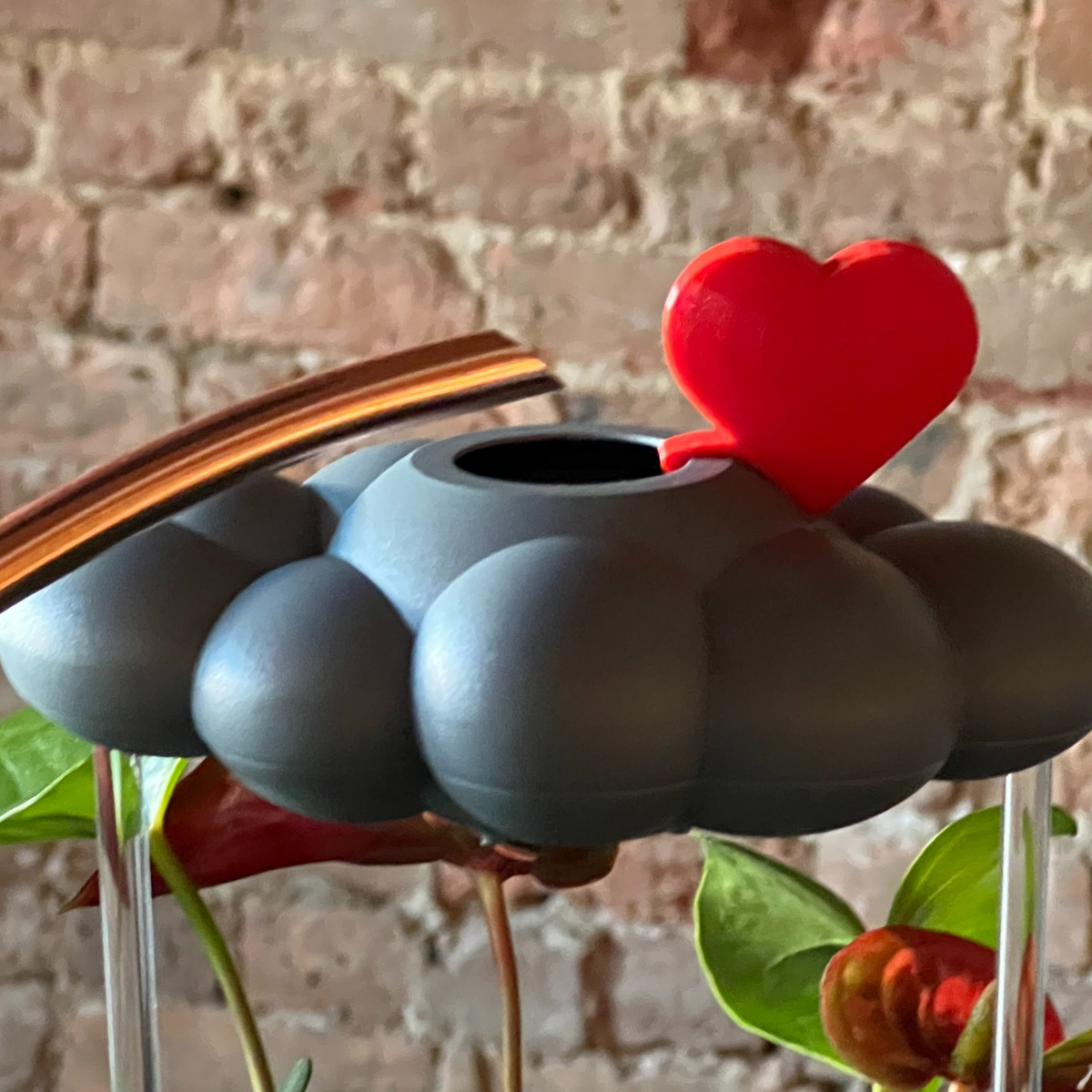 Stormy Dripping Rain Cloud with Red Heart Charm The Cloud Makers