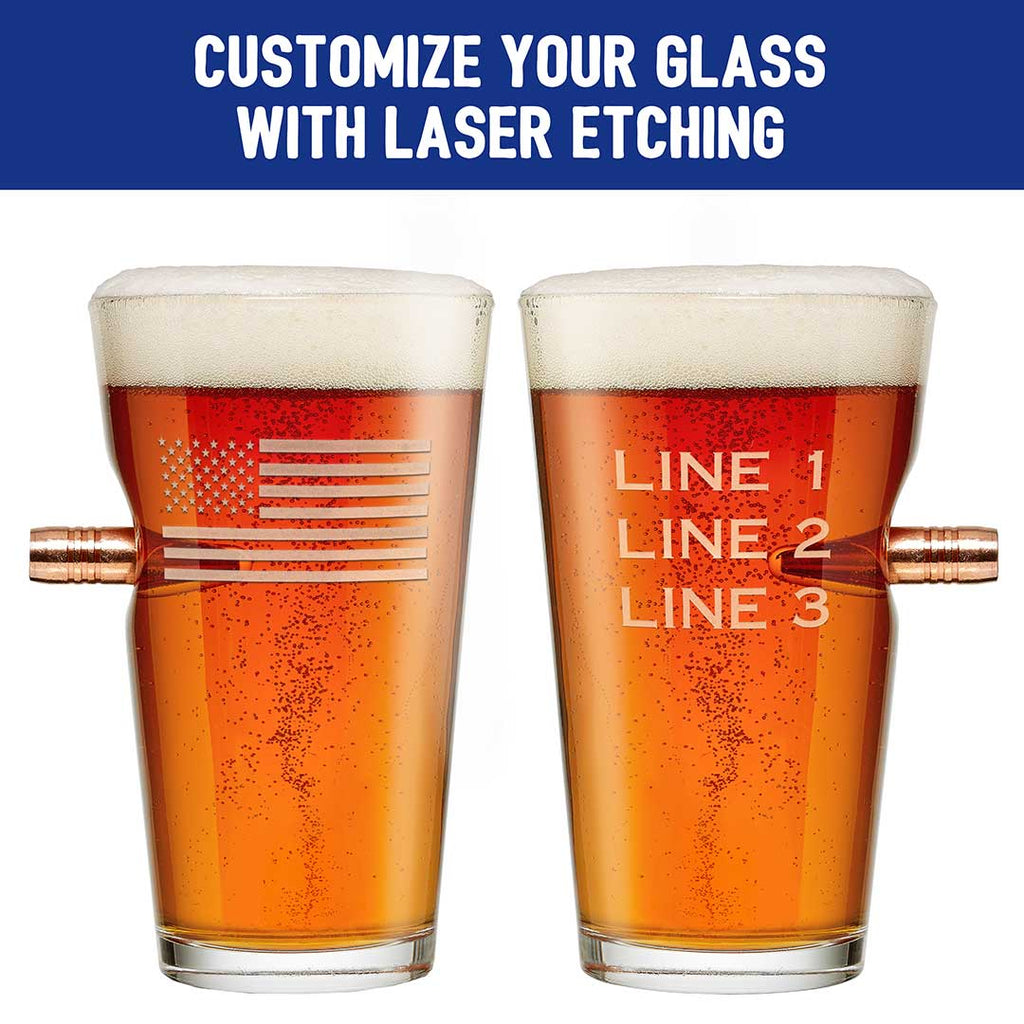 US Flag Pint Glass - 16oz BenShot