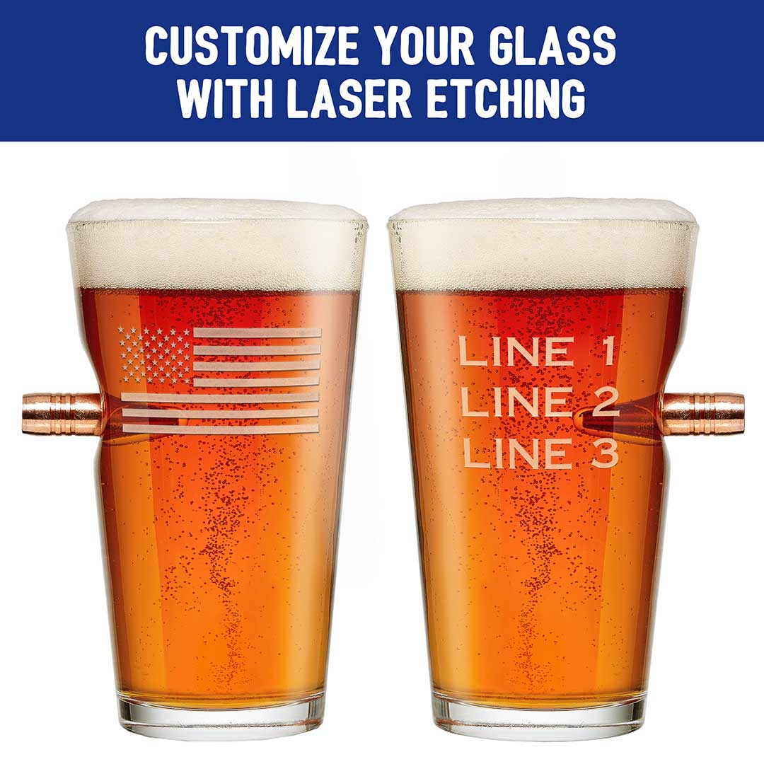 US Flag Pint Glass - 16oz BenShot