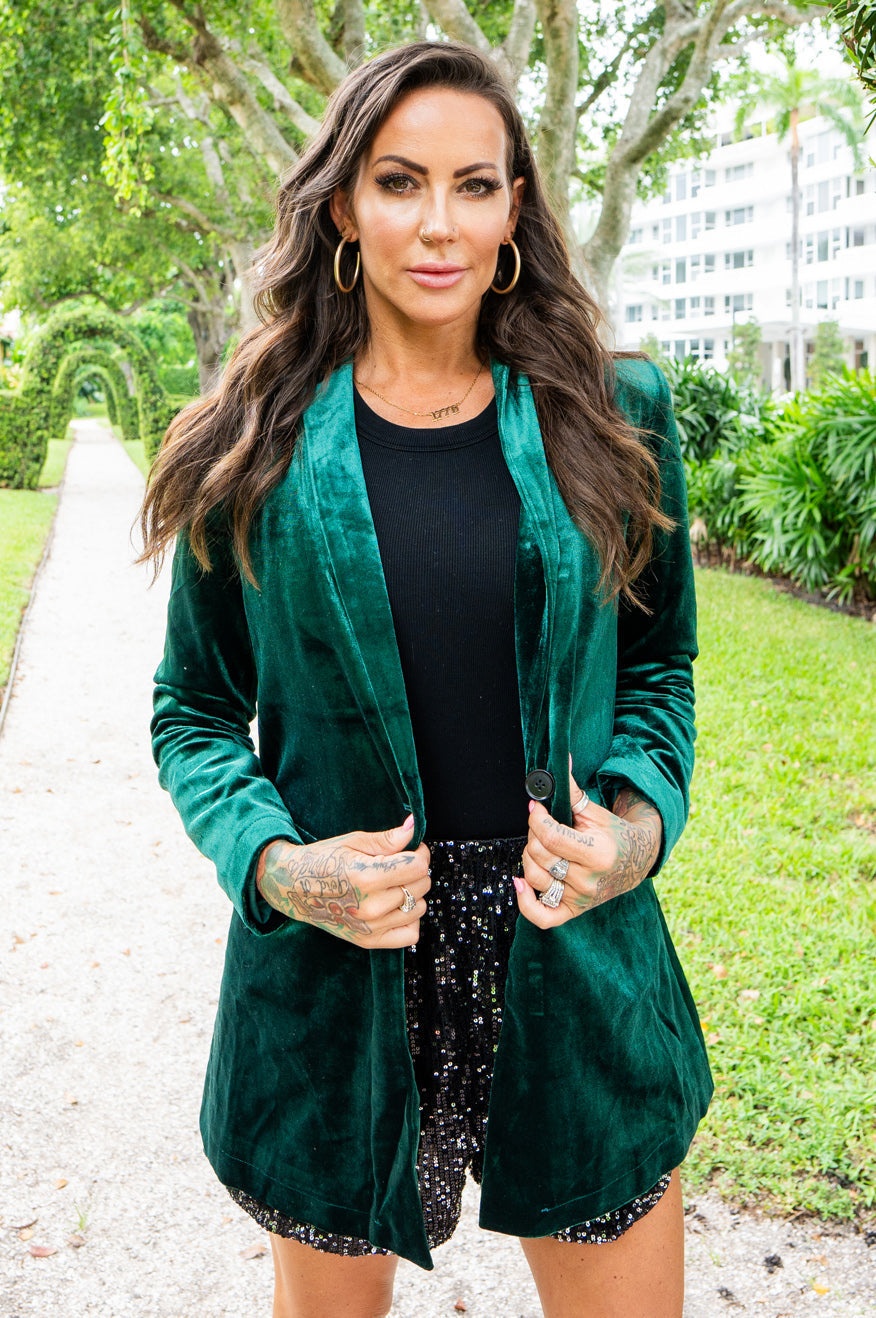 Hunter Green Velvet Blazer Pretty Little Patriot