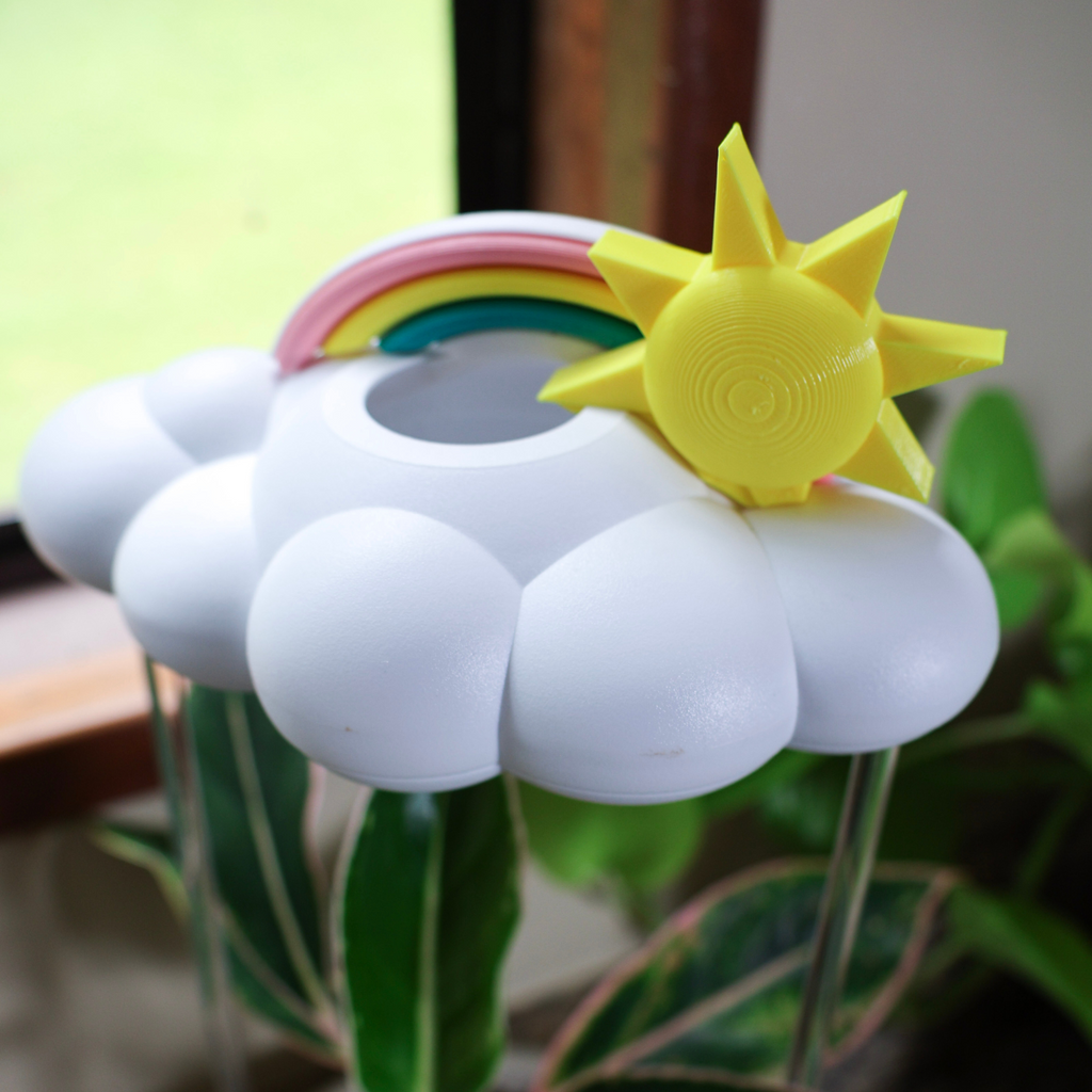 Original Dripping Rain Cloud with Sun and Pastel Rainbow Charms The Cloud Makers